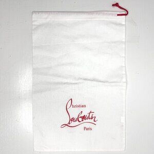 Authentic Christian Louboutin Paris Cotton Dust Bag White Red 9.63" x 14.75"